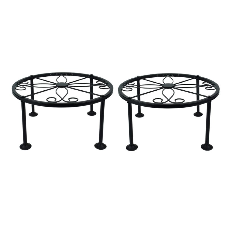 CREHODEC 2 Pack 9 Inches Metal Plant Stand Outdoor Indoor  Flower Pot Planter Holder  Rustproof Iron Stands Perfect for Beverage Dispenser  Balcony  Garden  Patio  Porch  Heavy Duty Garden Container - Image 1